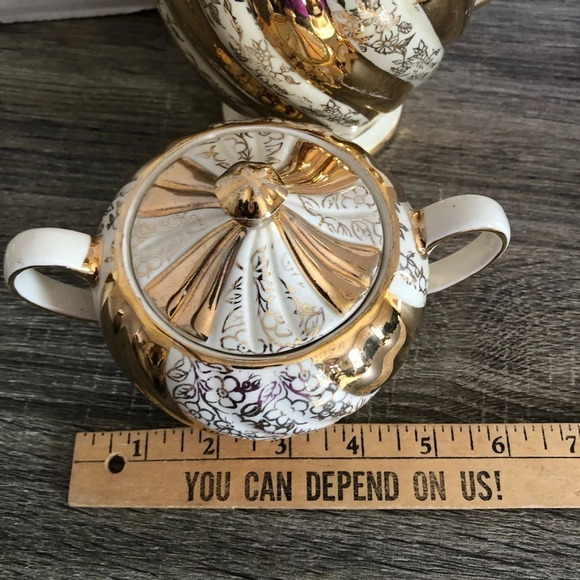 1940s  Sadler England Gold Chintz Swirl Tea Set - Picture 13 of 13